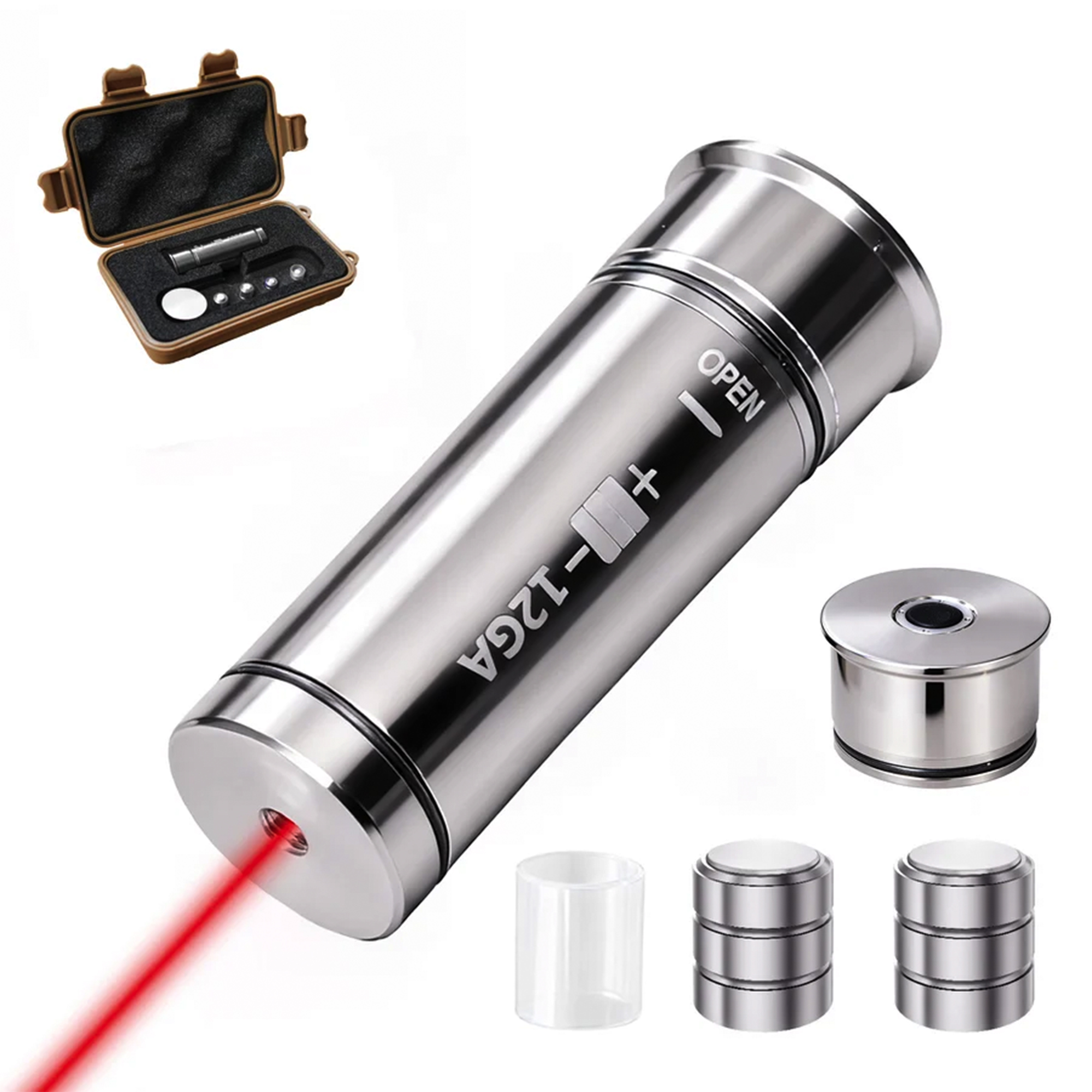 AEROSHOT 12GA 2-in-1 stainless-steel laser training cartridge and bore sight